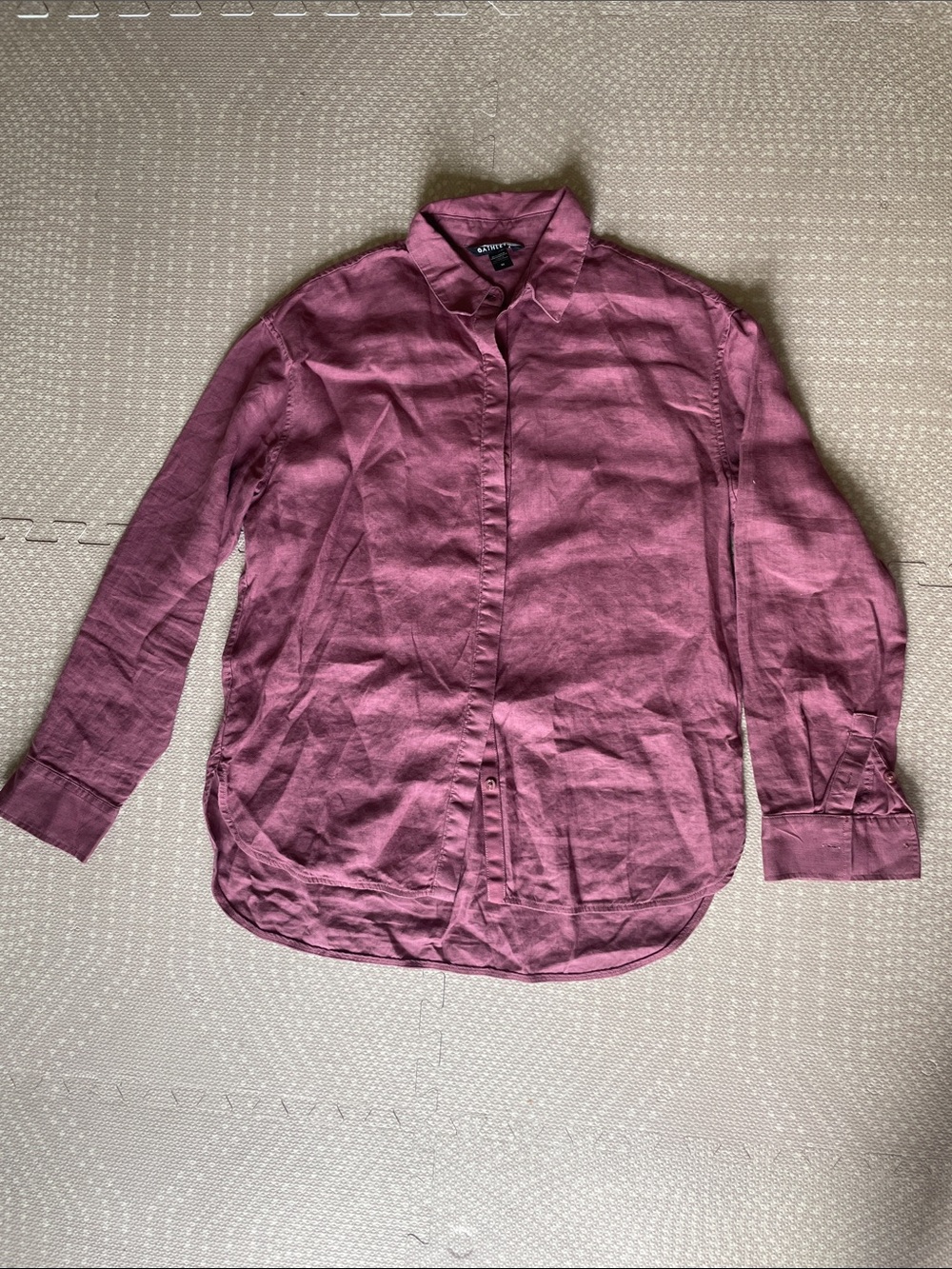 Athleta 100% Playa Linen Mauve Pink Long-Sleeve Button-Down Shirt Size Medium